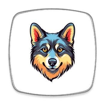 Alaskan Klee Kai Dog Breed Watercolor Cartoon Kawa - Square fridge magnet - white - Front