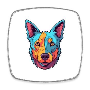 Australischer Rinderhund Rasse Aquarell Karikatur Kaw - Viereckiger Kühlschrankmagnet - Weiß - Vorne