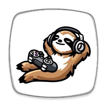 Spiel über Faultier: Der chillige Gamer - Viereckiger Kühlschrankmagnet - Weiß - Vorne