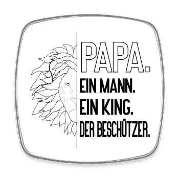 Papa Leo - Lion-strong dad, a man, a king - Square fridge magnet - white - Front