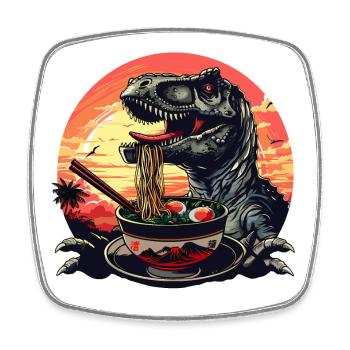 Lustig Dinosaurier Ramen Nudeln Japan Dino Vintage - Viereckiger Kühlschrankmagnet - Weiß - Vorne