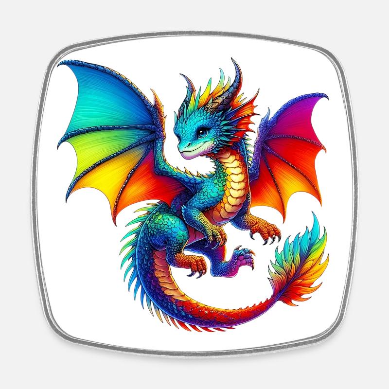 Drache - Viereckiger Kühlschrankmagnet - Weiß