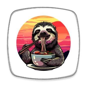 Lustig Faultier Ramen Nudeln Faultiere Japan Retro - Viereckiger Kühlschrankmagnet - Weiß - Vorne