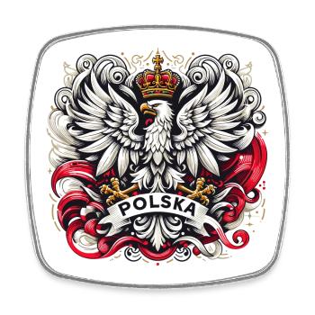Polen Polska polnisch Wappen Adler Flagge Geschenk - Viereckiger Kühlschrankmagnet - Weiß - Vorne