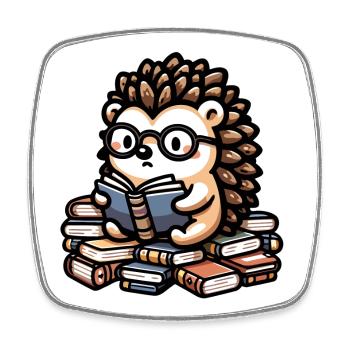 Hedgehog Bookworm: The Literary Spine - Square fridge magnet - white - Front