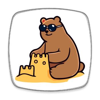 Beachside Bear: The Sandy Castle King - Square fridge magnet - white - Front