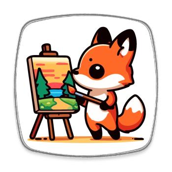 Palette de renard : le peintre de la forêt - Magnet carré - blanc - Devant