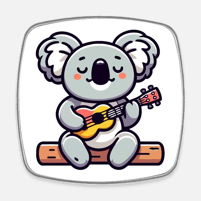Koala Chords: The Eucalyptus Melodist - Square fridge magnet - white