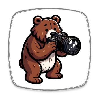 Shutterbear : le photographe de la nature sauvage - Magnet carré - blanc - Devant