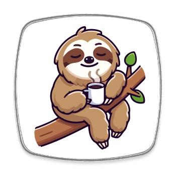 Sloth Sipper: The Leisurely Lounger - Square fridge magnet - white - Front