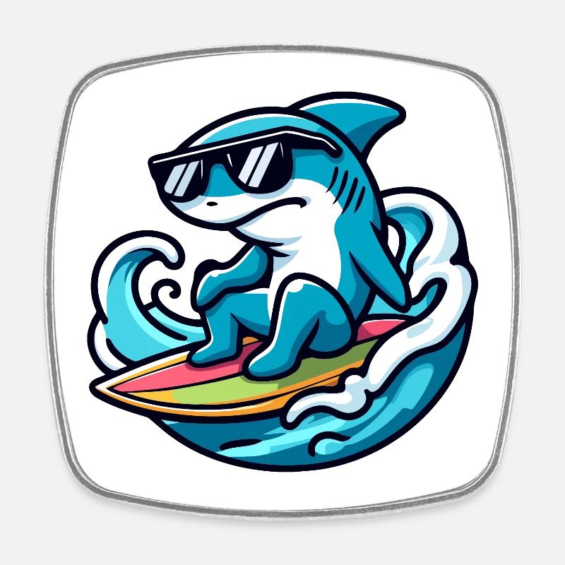 Shark Wave Rider : la sensation du surf - Magnet carré - blanc