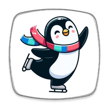 Winter Waltz Penguin: The Icy Dancer - Square fridge magnet - white - Front