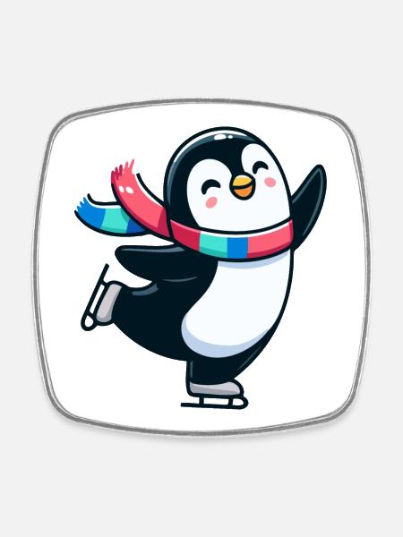 Winter Waltz Penguin: The Icy Dancer - Square fridge magnet - white
