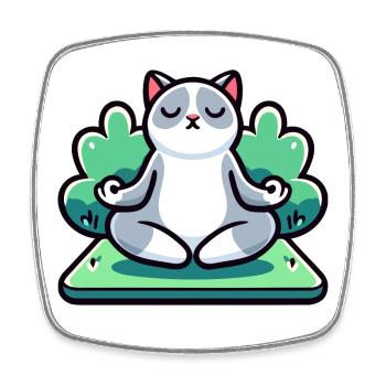 Miaumaste: Die Zen-Yoga-Katze - Viereckiger Kühlschrankmagnet - Weiß - Vorne