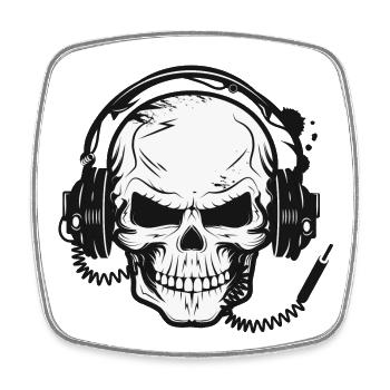 Skull,Skull,Skull with Headphones - Square fridge magnet - white - Front