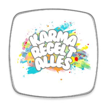 Karma regelt Alles - Viereckiger Kühlschrankmagnet - Weiß - Vorne