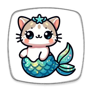 Purrmaid Sparkle: The Sea Kitten - Square fridge magnet - white - Front