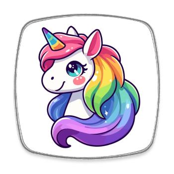 Radiant Rainbow Unicorn: Die mythische Stute - Viereckiger Kühlschrankmagnet - Weiß - Vorne