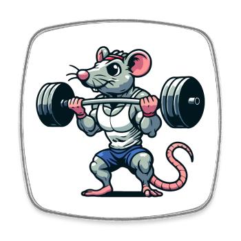Mighty Mouse Lifter: Der Workout-Krieger - Viereckiger Kühlschrankmagnet - Weiß - Vorne