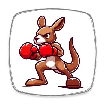 Kanga Punch: Der Boxer - Viereckiger Kühlschrankmagnet - Weiß - Vorne