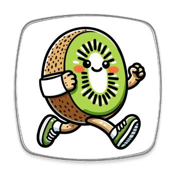 Kiwi Kicker: The Swift Slice - Square fridge magnet - white - Front