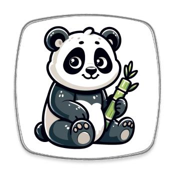 Bamboo Buddy: Der Content-Panda - Viereckiger Kühlschrankmagnet - Weiß - Vorne
