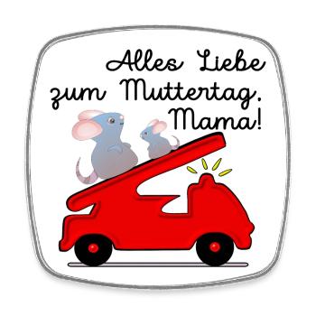 ALLES LIEBE ZUM MUTTERTAG - FEUERWEHR - Viereckiger Kühlschrankmagnet - Weiß - Vorne