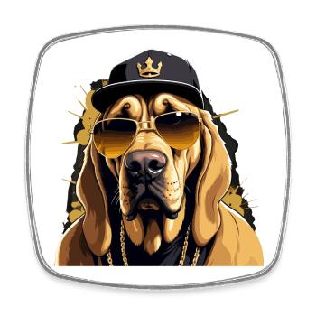Bloodhound Gangsta Gangster Hund Geschenk - Viereckiger Kühlschrankmagnet - Weiß - Vorne