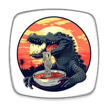 Drôle de nouilles ramen crocodile alligator japonais - Magnet carré - blanc - Devant