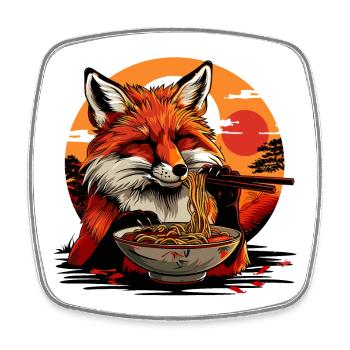 Fuchs Ramen Nudeln Japan Vintage Retro Füchse - Viereckiger Kühlschrankmagnet - Weiß - Vorne