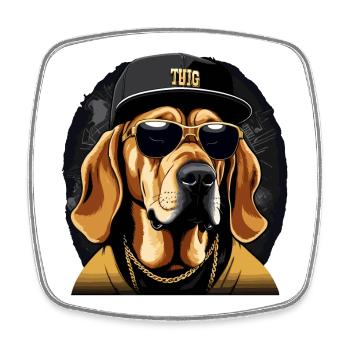 Bloodhound Gangsta Gangster Hund Geschenk - Viereckiger Kühlschrankmagnet - Weiß - Vorne