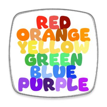 Série Rainbow Color Words - Magnet carré - blanc - Devant