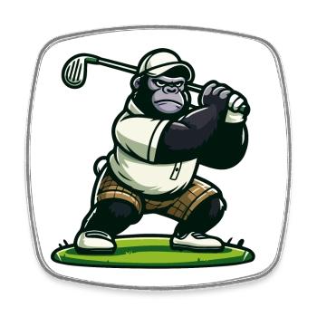 Golf-Gorilla - Viereckiger Kühlschrankmagnet - Weiß - Vorne