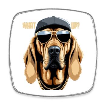 Bloodhound Was geht Gangsta Hund Geschenk - Viereckiger Kühlschrankmagnet - Weiß - Vorne