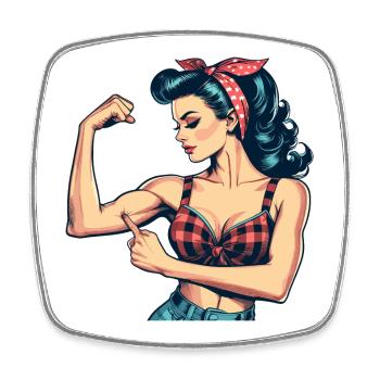 Strength strong woman rockabilly biceps gift - Square fridge magnet - white - Front