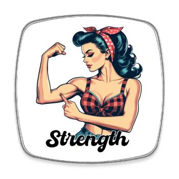 Strength Strong Woman Rockabilly Biceps Gift - Square fridge magnet - white - Front