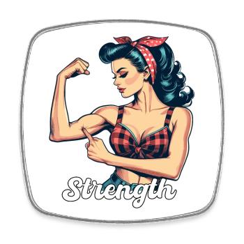 Strength Strong Woman Rockabilly Biceps Gift - Square fridge magnet - white - Front