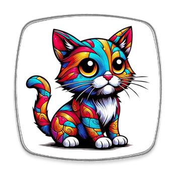 Cat - Square fridge magnet - white - Front