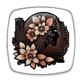 Cybernetic Woman Nature Technology Design - Square fridge magnet - white - Front