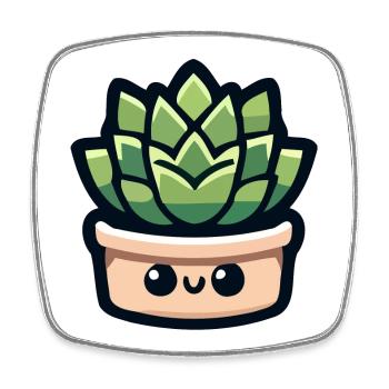 Petite potted pal : la succulente joyeuse - Magnet carré - blanc - Devant