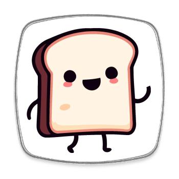 Toasty Buddy: Die lächelnde Scheibe - Viereckiger Kühlschrankmagnet - Weiß - Vorne