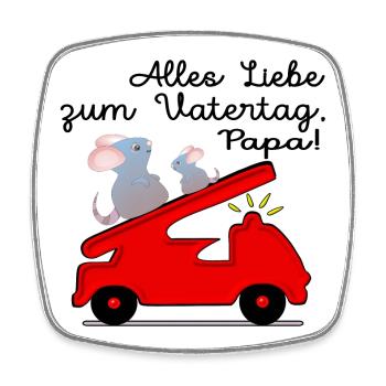 VATERTAG PAPA FEUERWEHRMANN - Viereckiger Kühlschrankmagnet - Weiß - Vorne