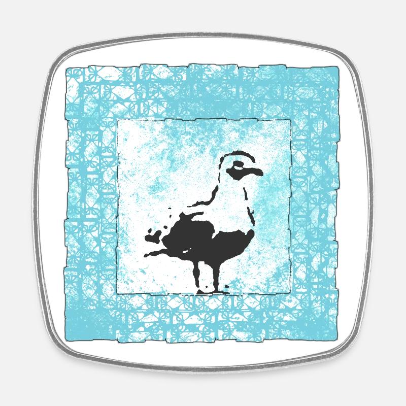 Abstrakter Möwen-Stempel im Wasserfarbenstil - Viereckiger Kühlschrankmagnet - Weiß