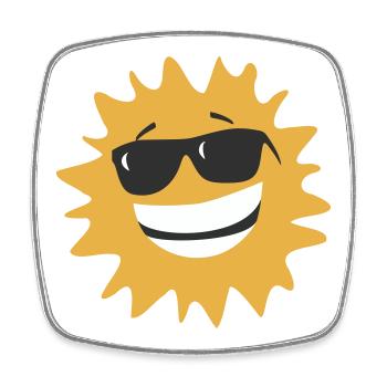 Sunburst Smiling with Sunglasses - Square fridge magnet - white - Front