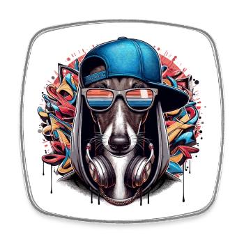 Windhund Gangsta Hund Graffiti Geschenk - Viereckiger Kühlschrankmagnet - Weiß - Vorne
