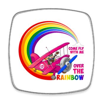 Fly with me over the rainbow - lgbt - Square fridge magnet - white - Front