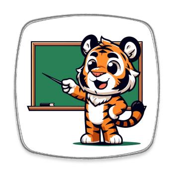 Die Klasse von Professor Tiger - Viereckiger Kühlschrankmagnet - Weiß - Vorne