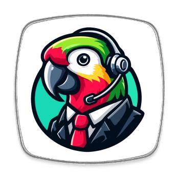 Parrot Professioneller Chat-Support - Viereckiger Kühlschrankmagnet - Weiß - Vorne