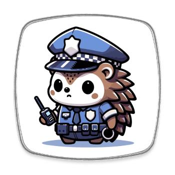 Patrol Pals - Brave Hedgehog - Square fridge magnet - white - Front