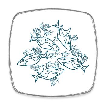 Ocean Animals Lover Sharks - Square fridge magnet - white - Front